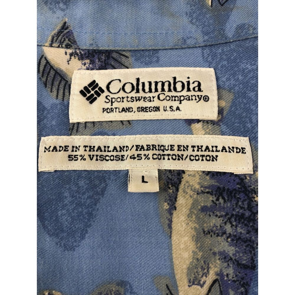Columbia Shirt Mens Large Blue Fish All Over‎ Print Button Short Sleeve Casual - Picture 3 of 11